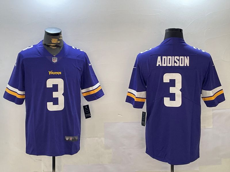 Men Minnesota Vikings #3 Addison Purple Second generation 2024 Nike Limited NFL Jersey style 1->los angeles dodgers->MLB Jersey